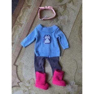 EUC American Girl Sequin Penguin Cozy Winter Sweater Set